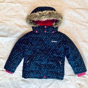 Gusti Navy Pink Dot Hooded Winter/Snow Jacket
